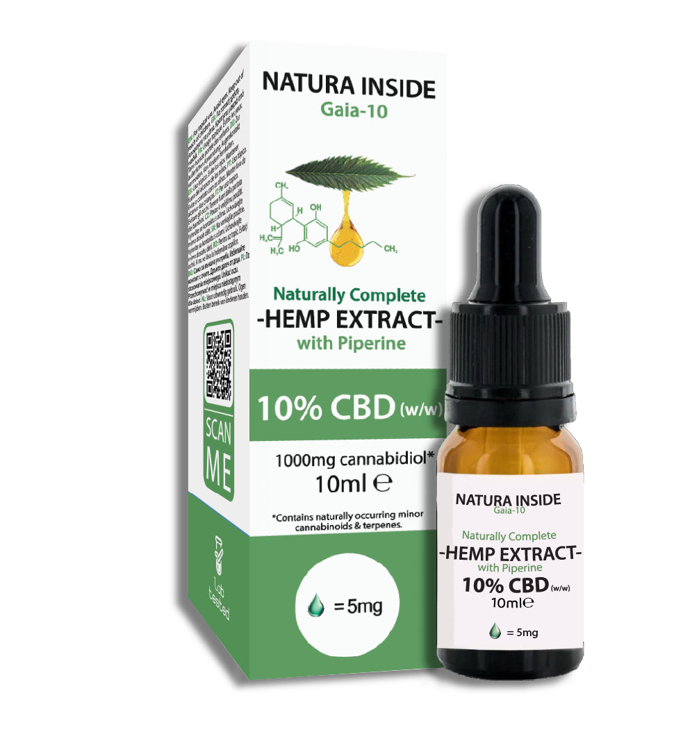 Natura Inside Full Spectrum Έλαιο Κάνναβης – 10% CBD με Πιπερίνη, Σειρά Gaia, 10ml