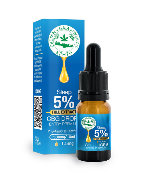 Huile CRETAN GAIA à extrait complet de CBG 5 % pour le sommeil, 10 ml