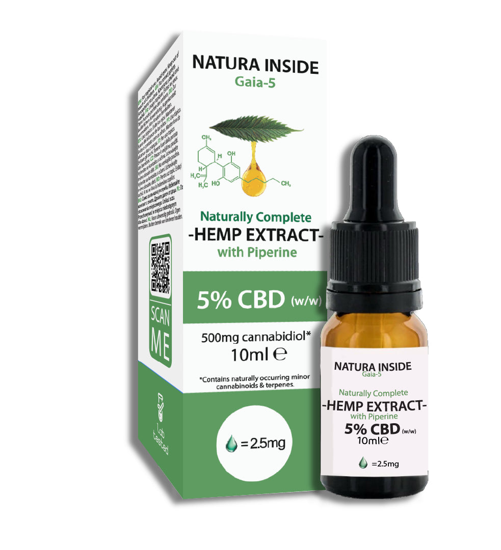 Natura Inside Full Spectrum Έλαιο Κάνναβης – 5% CBD με Πιπερίνη, Σειρά Gaia, 10ml