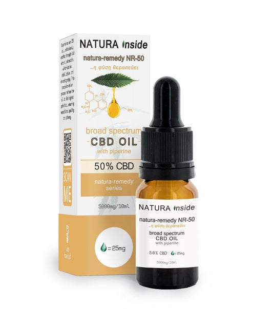 HUILE DE CBD 50% CBD AVEC PIPÉRINE SÉRIE NATURA-REMEDY, 10 ml