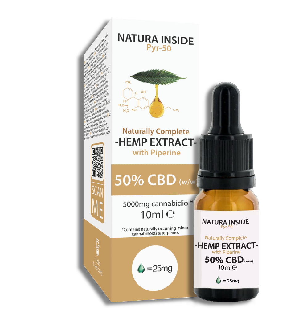 Natura Inside Full Spectrum Έλαιο Κάνναβης – 50% CBD με Πιπερίνη, Σειρά Pyr, 10ml