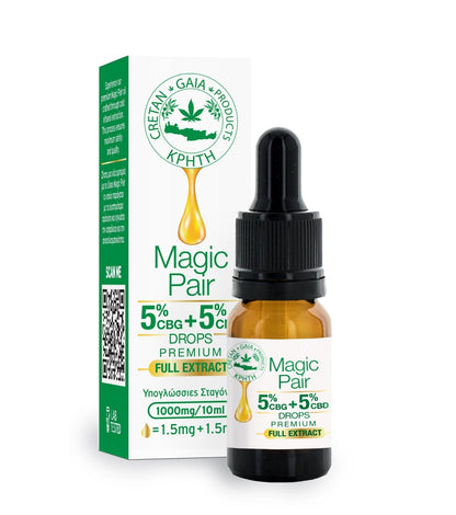 Cannabis oil dropper bottle with box, 5% CBD and 5% CBG full extract, 10ml