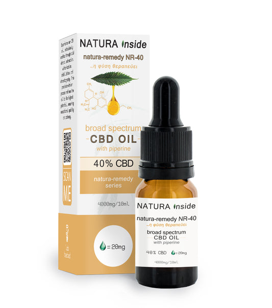 HUILE DE CBD 40% CBD AVEC PIPÉRINE SÉRIE NATURA-REMEDY, 10 ml