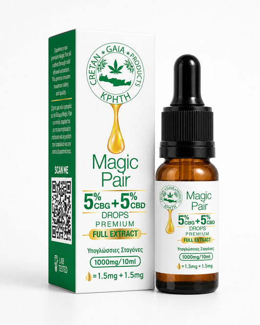 Cretan Gaia Full Extract Magic Pair Έλαιο Κάνναβης – 5% CBD & 5% CBG, 10ml