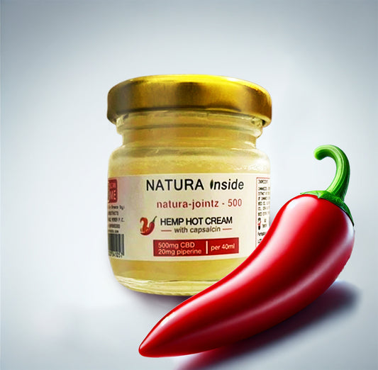 NATURA JOINTZ- Θερμαντική αλοιφή κάνναβης με 500mg CBD, 20mg πιπερίνη και καψαϊκίνη, 40ml