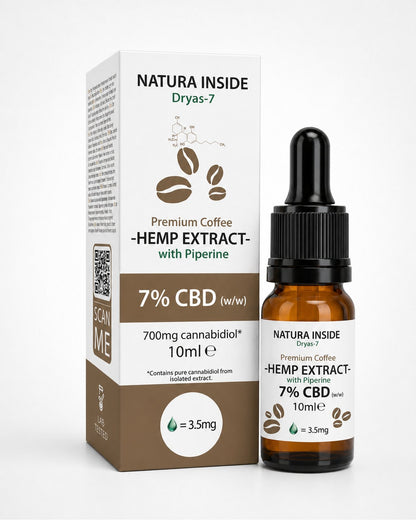CBD hemp extract oil bottle with dropper and cardboard box, amber glass