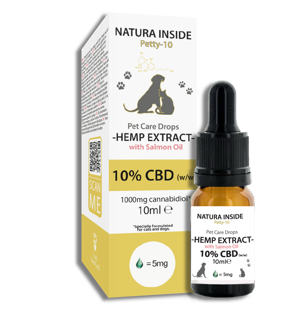 Natura Inside Premium Cannabisolie voor huisdieren – 90% zalmolie & 10% CBD, Petty Serie, 10ml